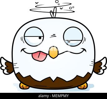 A cartoon illustration of a bald eagle looking drunk. Stock Vector