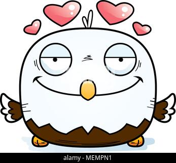 A cartoon illustration of a bald eagle in love. Stock Vector