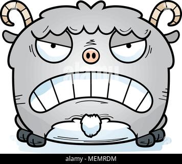 A cartoon illustration of a little goat looking mad. Stock Vector