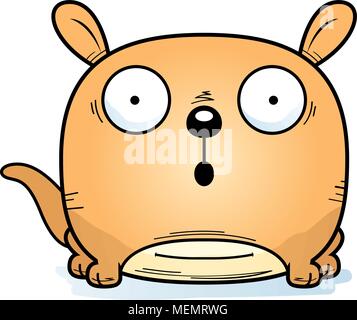 A cartoon illustration of a little kangaroo looking surprised. Stock Vector