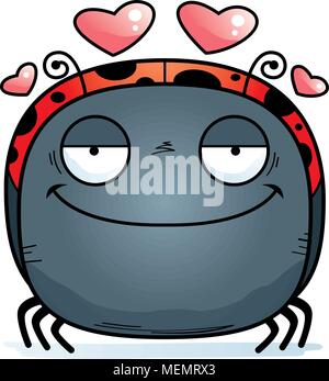 A cartoon illustration of a ladybug in love. Stock Vector