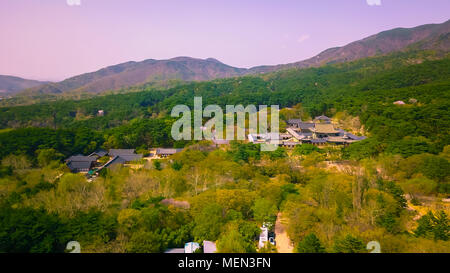 Aerial view of Gyeongju city during Spring season, South Korea. Stock Photo