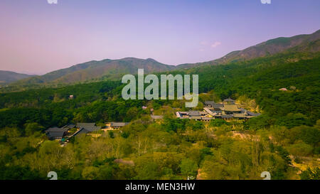 Aerial view of Gyeongju city during Spring season, South Korea. Stock Photo