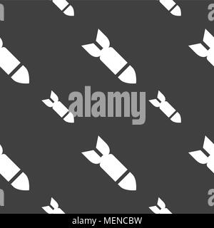 Missile,Rocket weapon icon sign. Seamless pattern on a gray background. Vector illustration Stock Vector