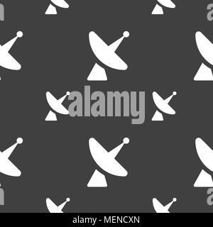 Satellite dish icon sign. Seamless pattern on a gray background. Vector illustration Stock Vector