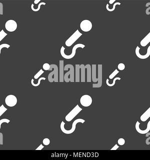 microphone icon sign. Seamless pattern on a gray background. Vector illustration Stock Vector