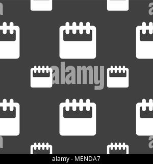 Notepad, calendar icon sign. Seamless pattern on a gray background. Vector illustration Stock Vector
