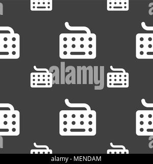 keyboard icon sign. Seamless pattern on a gray background. Vector illustration Stock Vector