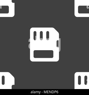 compact memory card icon sign. Seamless pattern on a gray background. Vector illustration Stock Vector