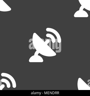 satellite antenna icon sign. Seamless pattern on a gray background. Vector illustration Stock Vector