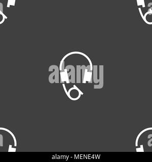headsets icon sign. Seamless pattern on a gray background. Vector illustration Stock Vector