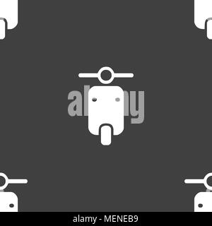 motorcycle icon sign. Seamless pattern on a gray background. Vector illustration Stock Vector