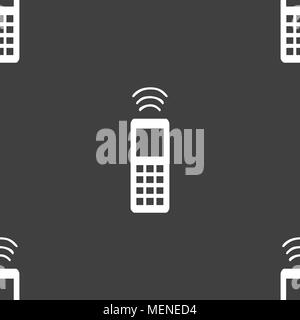 the remote control icon sign. Seamless pattern on a gray background. Vector illustration Stock Vector