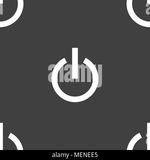 Power icon sign. Seamless pattern on a gray background. Vector illustration Stock Vector