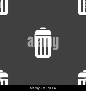 The trash icon sign. Seamless pattern on a gray background. Vector illustration Stock Vector