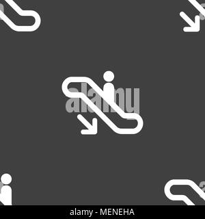 elevator, Escalator, Staircase icon sign. Seamless pattern on a gray background. Vector illustration Stock Vector