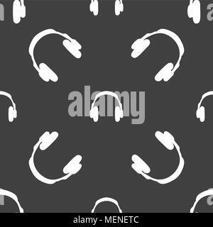 headsets icon sign. Seamless pattern on a gray background. Vector illustration Stock Vector