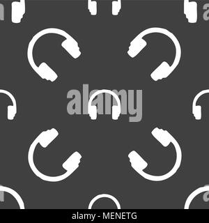 headsets icon sign. Seamless pattern on a gray background. Vector illustration Stock Vector