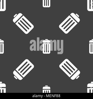 The trash icon sign. Seamless pattern on a gray background. Vector illustration Stock Vector
