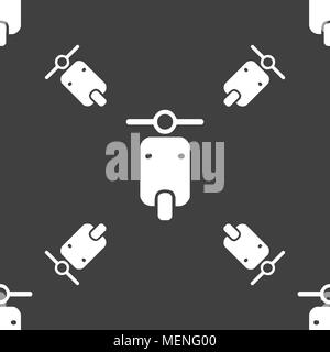 motorcycle icon sign. Seamless pattern on a gray background. Vector illustration Stock Vector