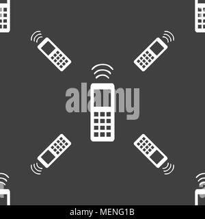the remote control icon sign. Seamless pattern on a gray background. Vector illustration Stock Vector