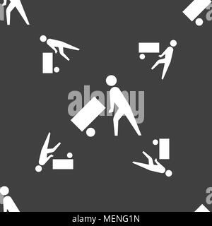 Loader icon sign. Seamless pattern on a gray background. Vector illustration Stock Vector