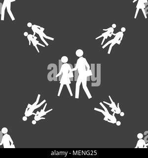 crosswalk icon sign. Seamless pattern on a gray background. Vector illustration Stock Vector