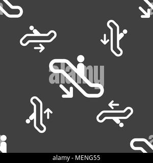 elevator, Escalator, Staircase icon sign. Seamless pattern on a gray background. Vector illustration Stock Vector