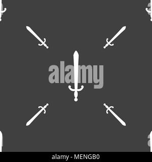 the sword icon sign. Seamless pan. Seamless pattern on a gray background. Vector illustration Stock Vector