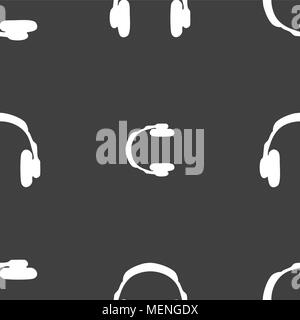 headsets icon sign. Seamless pattern on a gray background. Vector illustration Stock Vector