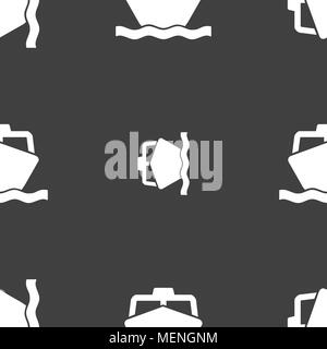 the boat icon sign. Seamless pattern on a gray background. Vector illustration Stock Vector