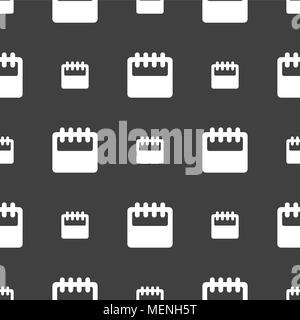 Notepad, calendar icon sign. Seamless pattern on a gray background. Vector illustration Stock Vector