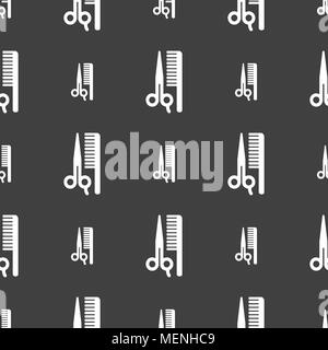 hair icon sign. Seamless pattern on a gray background. Vector illustration Stock Vector