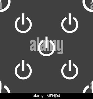 Power icon sign. Seamless pattern on a gray background. Vector illustration Stock Vector