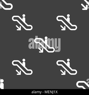 elevator, Escalator, Staircase icon sign. Seamless pattern on a gray background. Vector illustration Stock Vector