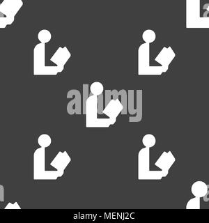 read a book icon sign. Seamless pattern on a gray background. Vector illustration Stock Vector