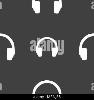 headsets icon sign. Seamless pattern on a gray background. Vector illustration Stock Vector