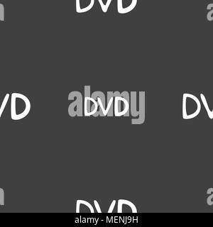 dvd icon sign. Seamless pan. Seamless pattern on a gray background. Vector illustration Stock Vector