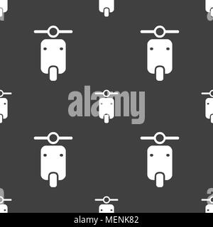 motorcycle icon sign. Seamless pattern on a gray background. Vector illustration Stock Vector