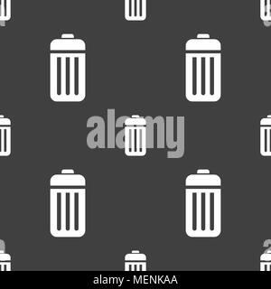 The trash icon sign. Seamless pattern on a gray background. Vector illustration Stock Vector