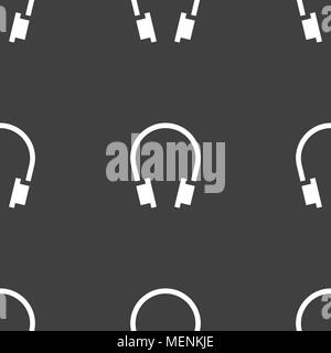 headsets icon sign. Seamless pattern on a gray background. Vector illustration Stock Vector