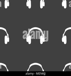 headsets icon sign. Seamless pattern on a gray background. Vector illustration Stock Vector