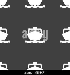 the boat icon sign. Seamless pattern on a gray background. Vector illustration Stock Vector