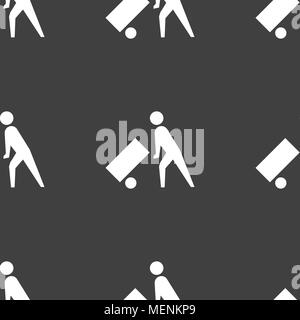 Loader icon sign. Seamless pattern on a gray background. Vector illustration Stock Vector