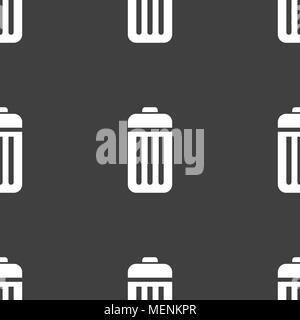 The trash icon sign. Seamless pattern on a gray background. Vector illustration Stock Vector