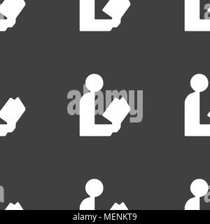 read a book icon sign. Seamless pattern on a gray background. Vector illustration Stock Vector