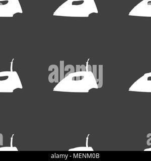 Iron icon sign. Seamless pattern on a gray background. Vector illustration Stock Vector