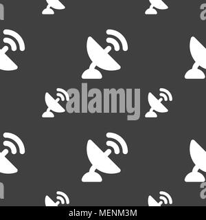 satellite antenna icon sign. Seamless pattern on a gray background. Vector illustration Stock Vector