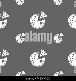 Pizza Icon. Seamless pattern on a gray background. Vector illustration Stock Vector