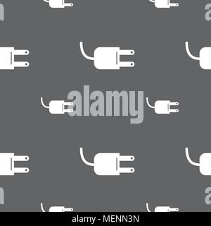 Electric plug sign icon. Power energy symbol. Seamless pattern on a gray background. Vector illustration Stock Vector